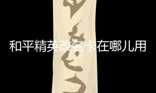 【】精英玩家应该在哪里改名字